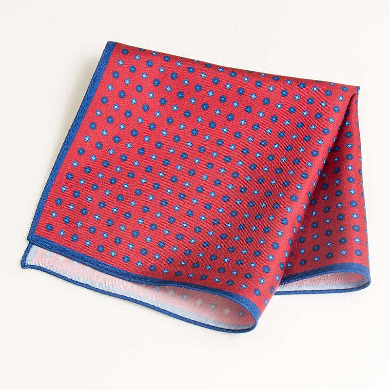 CANAPAレッド×ネイビー小紋ポケットチーフ(8208) | SOLELY