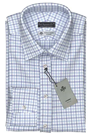 Thomas Mason Journey 100/2Ply Navy Saxe Check(NP-TMS87812)