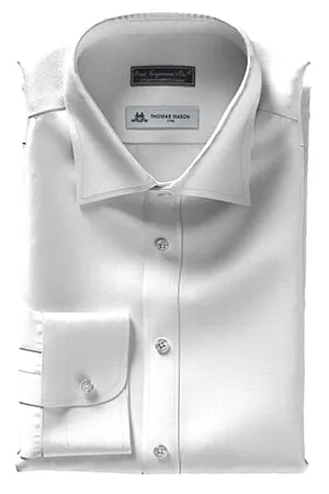 THOMAS MASON ホワイトドビーストライプ on ツイル(TMS95439)