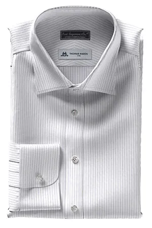 THOMAS MASON  ネイビー ピンストライプ on ツイル(TMS95456)