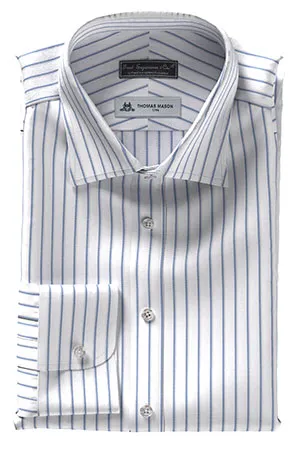 THOMAS MASON  120/2ply ブルー ストライプ(TMS95457)