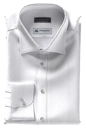 THOMAS MASON120/2ply ホワイト バスケット ドビー(TMS95465)