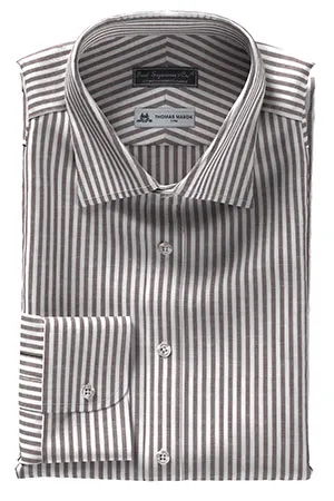 Thomas Mason Cotton&Linen ブラウン ロンドンストライプ(TMS-CL102340)