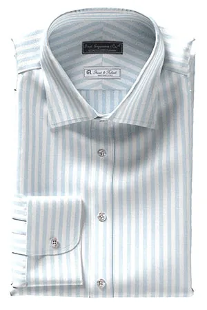 GRANDI&RUBINELLI 綿麻サックス ボールド ストライプ(Y102354)