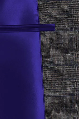 WOOL&LINEN　グレー×ネイビー格子(MK102887)