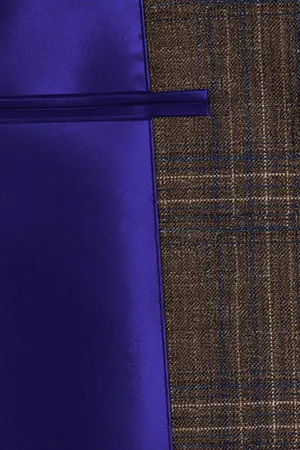 WOOL&LINEN　ブラウン×ネイビー格子(MK102886)