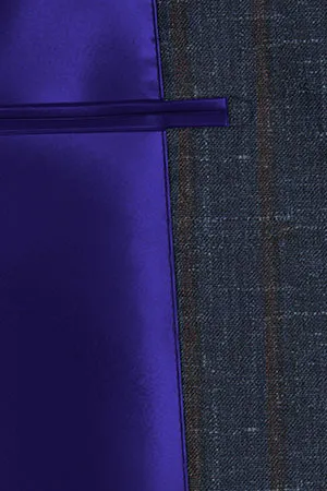 WOOL&LINEN　ネイビーネップ×ブラウンストライプ(MK102885)