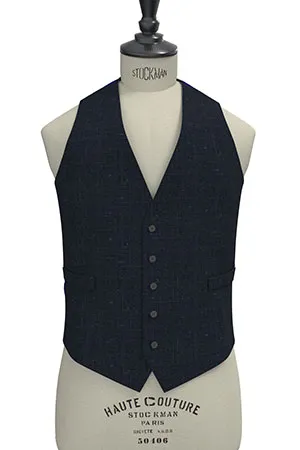 WOOL&LINEN　ネイビーグレンチェック(MK102890)