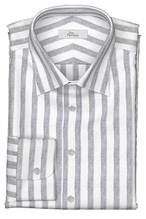 Calro Basetti リネン　グレーボールドストライプ(Y102964)