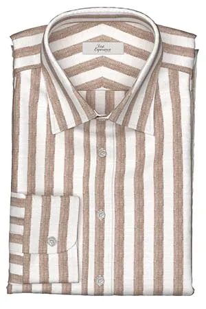 Calro Basetti リネン　ブラウンベージュボールドストライプ(Y102967)