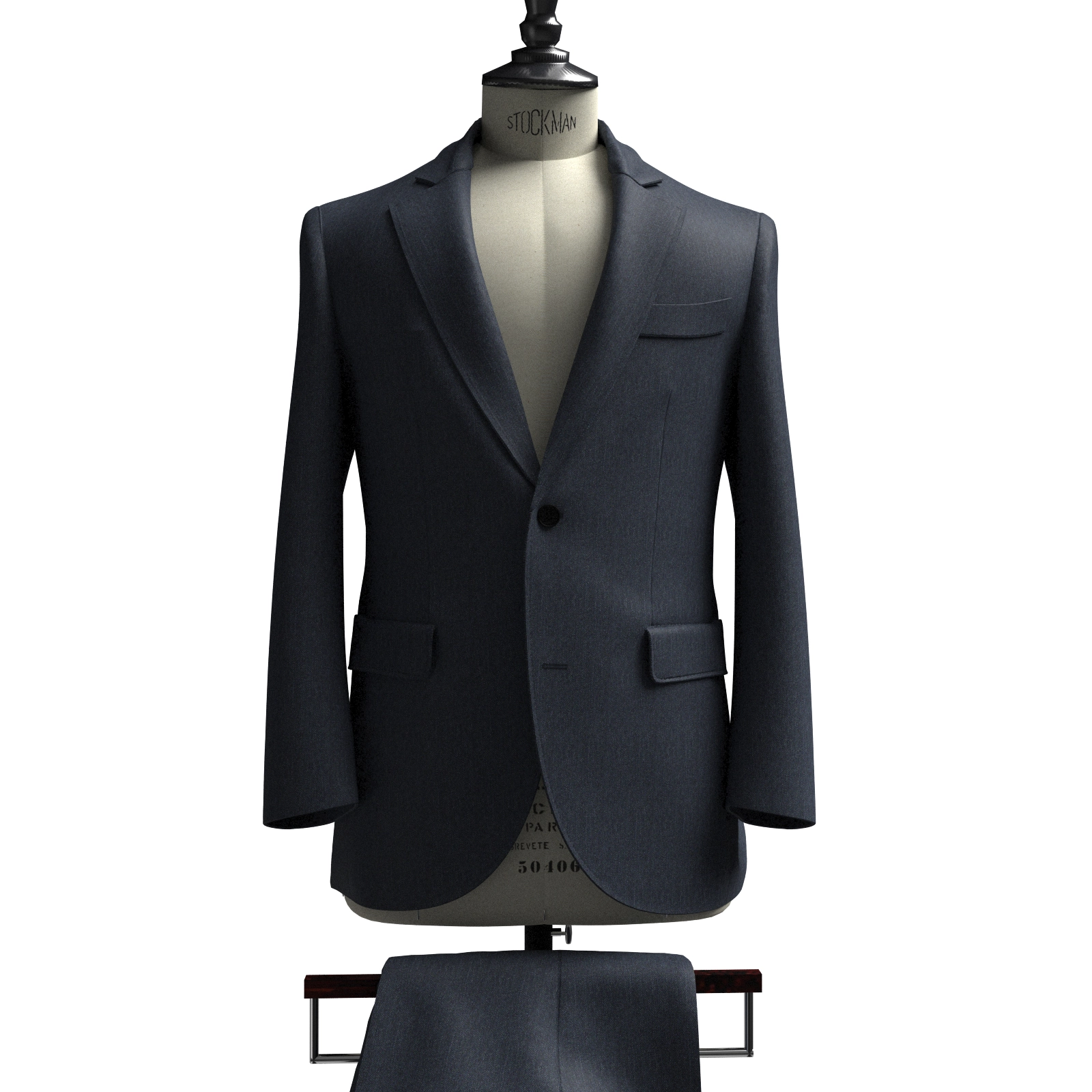 WASHABLE LANATEC ネイビー ヘリンボーン(103376)