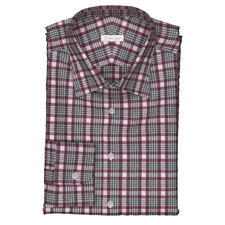 CANCLINI ホワイト＆サックス×レッド＆ブラウン チェック(Y103585)