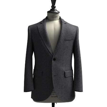 MARZOTTO TWEEDグレー×ネイビーホームスパン(AK103803)