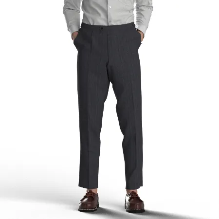 LORO PIANA Super130グレー×ネイビー×ブルーストライプ(AK103755)