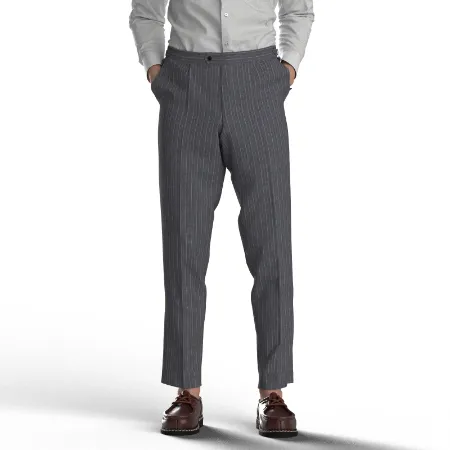 DOUMEUIL カシミヤ混グレーストライプ(AK103763)