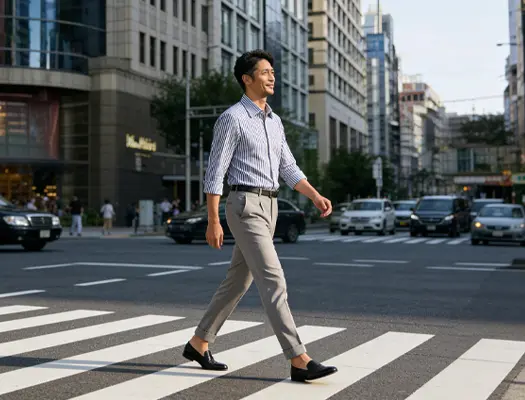 初夏到来。ムレない一枚で、季節を先取りする。